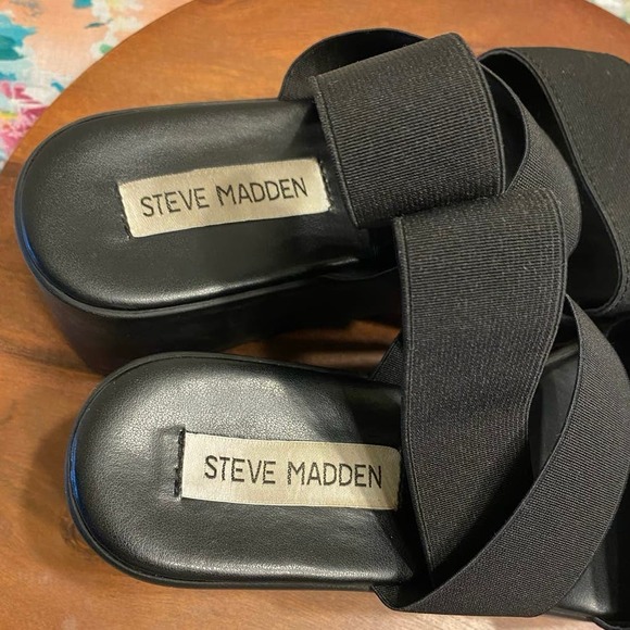 Steve Madden Ramzi Platform Strappy Sandals Black Made In Italy US 5.5 - Picture 7 of 12